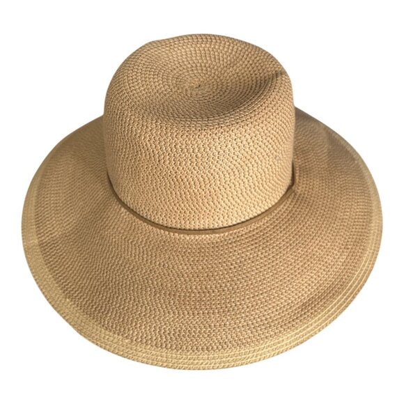 Midwest Gloves & Gear Wide Brim Sun Hat Tan Packable Straw Style 16” Diameter, 8 - Picture 2 of 4